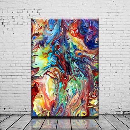 Fluid Wall Art Within Most Recent Amazon: Printed Abstract Fluid Oil Painting Artwork Wall Print For (View 1 of 15)