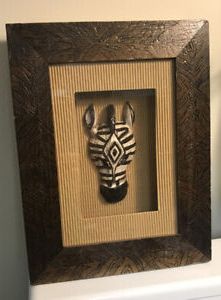 Framed 3D Shadow Box African Tribal Zebra Wall Hanging Decor (View 6 of 15)