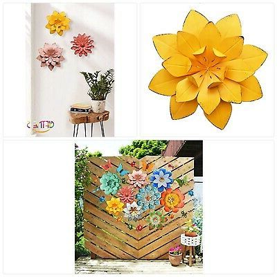 Giftme 5 Yellow Metal Layered Flower Wall Decor For Bathroom Livingroom For Widely Used Layered Rings Metal Wall Art (View 2 of 15)
