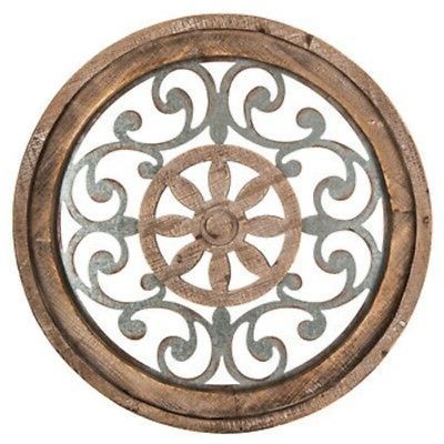 Glossy Circle Metal Wall Art With Regard To Recent Modern Elegant Brown Medallion Wood Metal Round Wall Art Plaque Home (View 1 of 15)