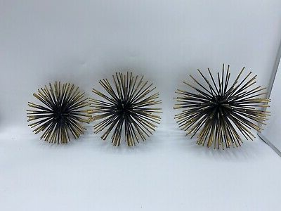 Gold And Silver Metal Wall Art For Favorite Metal Starburst/ Sea Urchin Atomic Era Wall Decor Set Of 3 Gold Black (View 10 of 15)