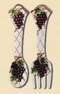 Grape 2 Pc. Large 17" Spoon & Fork Wall Decor Set New: Amazon.co (View 3 of 15)