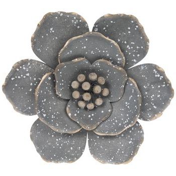 Gray & White Speckled Flower Metal Wall Decor (View 9 of 15)