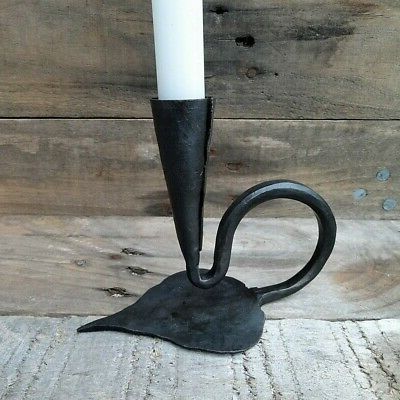 Hand Forged Wrought Iron Candle Holder, Leaf Design Candlestick (View 10 of 15)