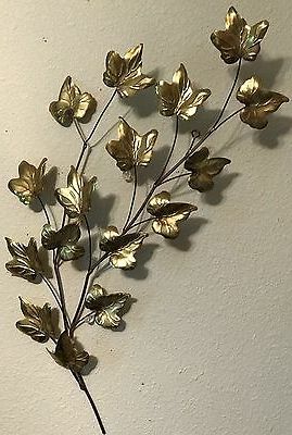 Homco Home Interiors Gold Leaves Wall Decor Vintage Metal Vgc 19" Face With Most Recently Released Gold And Silver Metal Wall Art (View 7 of 15)
