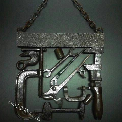 Industrial Antique Tool Wall Hanging Crafted From Upcycled Vintage With Famous Industrial Metal Wall Art (View 11 of 15)