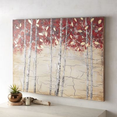 Initially, Your Eye Goes To The Slender Birch Trees' Flaming Red Leaves Intended For 2018 Natural Wall Art (View 9 of 15)