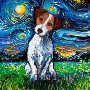 Jack Russel Terrier Wall Art Print Dog Starry Night Van Gogh Pup Decor Throughout Best And Newest Dog Wall Art (View 7 of 15)
