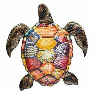Large Colorful Shell Metal Wall Art Decor Multi Colored Sea Turtle 28 Inside Popular Sea Wall Art (View 8 of 15)