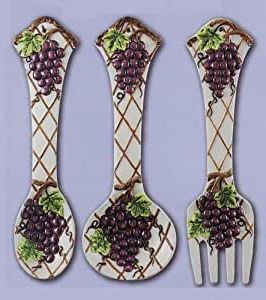Large Wall Decor Ornaments In Trendy Amazon: Grape Large 17" Spoon & Fork Wall Decor Set New: Kitchen (View 6 of 15)
