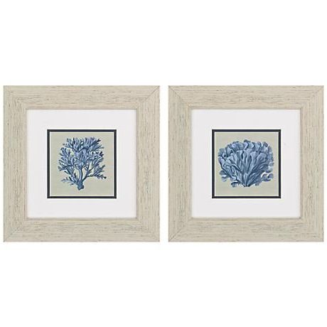 Latest Chambray Coral Ii 2 Piece 14" Square Framed Wall Art Set – #7h (View 3 of 15)