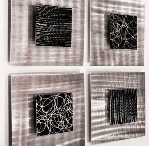 Latest Etched Metal Wall Art Throughout Metal Wall Art – Unique Squares Black & Silver Etched Modern, Abstract (View 12 of 15)