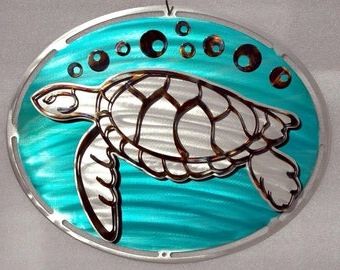 Latest Items Similar To Sea Turtle – 3d Metal Art – Garden Decor On Etsy Inside Ocean Metal Wall Art (View 9 of 15)