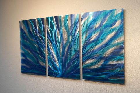 Latest Radiance Blue  Metal Wall Art Abstract Contemporary Modern Decor Throughout Textured Metallic Wall Art (View 14 of 15)