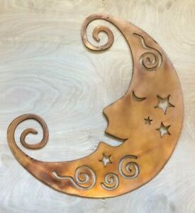 Man On The Moon Moon Wall Metal Art Hanging With Rustic Copper Finish For Well Known Moonlight Wall Art (View 6 of 15)