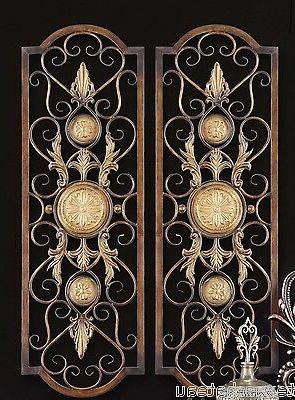 Metallic Swirl Wall Art With Most Popular 2 Large Tuscan Decor Scroll Wrought Iron Metal Wall Grille Grill Wall (View 15 of 15)