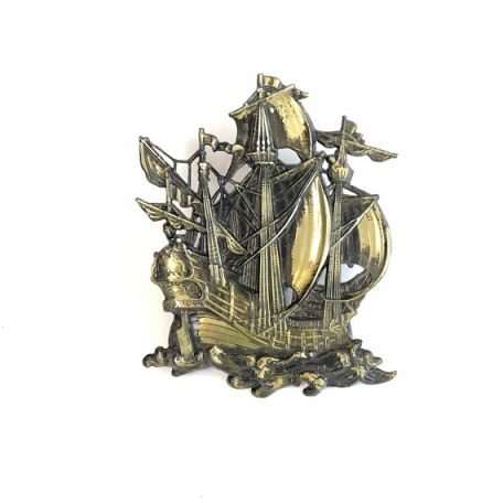 Modern Metal Gold Wall Art With Regard To Well Liked Vintage Gold Pirate Sailing Ship Metal Wall Hanging Art Nautical Home (View 13 of 15)