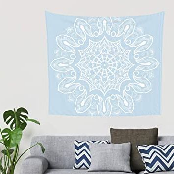 Most Current Amazon: Weedlishop Light Cyan Mandala Tapestry Wall Hanging Blanket Within Cyan Wall Art (View 14 of 15)