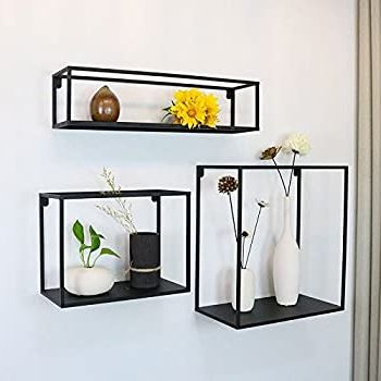 Most Current Amazon: Wgx The Industrial Metal Wall Decor Display Shelf Box 3 Throughout Wall Art With Shelves (View 12 of 15)
