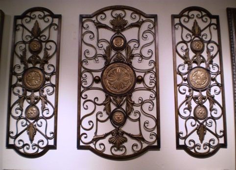 Most Current Brass Iron Wall Art For 3 Piece Iron Wall Decor With Glass Medallions (View 13 of 15)