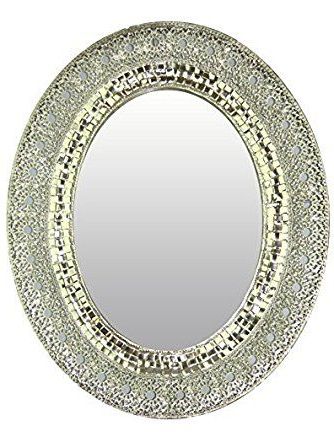 Most Current Metal Mirror Wall Art For Lulu Decor, Oriental Oval Silver Metal Wall Mirror, Frame Size 25"X (View 2 of 15)