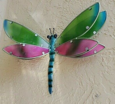 Most Popular 3 Dimensional Wall Art Pertaining To 3 Dimensional Multicolored Glass Metal Dragonfly Wall Art Garden Decor (View 4 of 15)