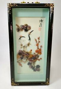 Most Popular Box Wall Art Throughout Vintage Chinese Carved Mother Of Pearl 3d Shadow Box Framed Wall Bird (View 9 of 15)