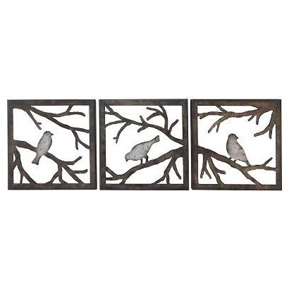 Most Popular Branches Wood Wall Art With Regard To Birds On Branch 3 Piece 11X (View 10 of 15)