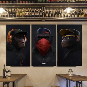 Most Popular Fun Wall Art Pertaining To Canvas Wall Art Modern Funny Gangster Monkey Large Picture Printed (View 14 of 15)