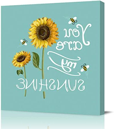 Most Popular Square Canvas Wall Art Pertaining To Amazon: Square Canvas Wall Art Decor, You Are My Sunshine (View 2 of 15)