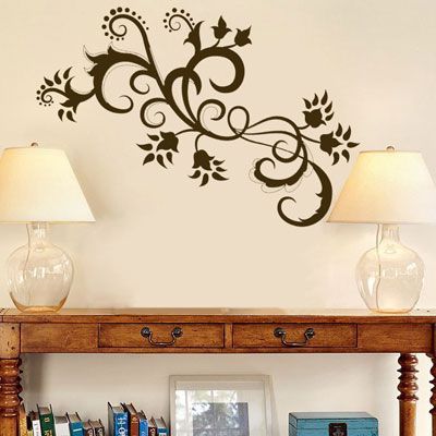 Most Recent Paisley Swirls Flowers Vinyl Wall Decals With Regard To Swirly Rectangular Wall Art (View 2 of 15)