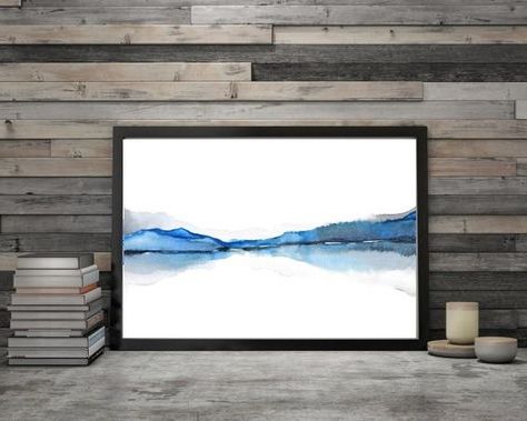 Most Recent Serene Landscape Print In Soft Teal Colors From My Original Watercolor Inside Serene Wall Art (View 12 of 15)