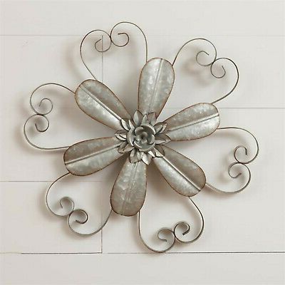 Most Recent Sunflower Metal Framed Wall Art Pertaining To Galvanized Metal Flower Wall Sculpture Metal Wall Decor Rustic (View 10 of 15)