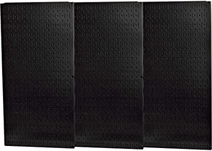 Most Recently Released Amazon: Wall Control Industrial Metal Pegboard – Black, Three 16In Intended For Square Black Metal Wall Art (View 11 of 15)