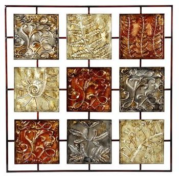 Most Up To Date Earth Wall Art Throughout Embossed Metal 9 Panel Wall Decor From Earth Homewares (View 8 of 15)