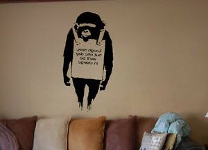 Most Up To Date Fun Wall Art With Regard To Banksy Wall Art Monkey Sticker Quote Funny Decal Bedroom Living Room (View 15 of 15)