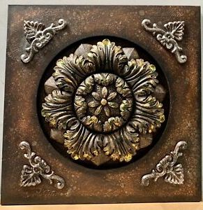 Most Up To Date Gold And Black Metal Wall Art Pertaining To 16 X 16"metal Wall Decor Medallion Iron Home Decor Wall Hanging Antique (View 8 of 15)