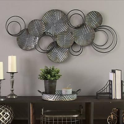 Multi Color Metal Wall Art Inside Well Known Abstract Country Wall Art Large Metal Plates Multi Circle Dark Rustic (View 7 of 15)