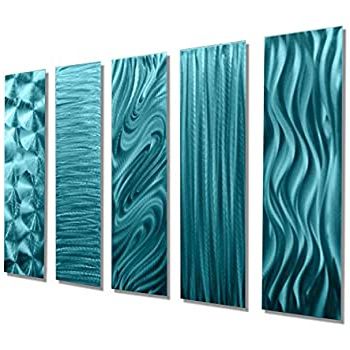 Multi Color Metal Wall Art With Regard To Fashionable Amazon: Turquoise And Silver Metal Art 'turquoise Essence (View 5 of 15)