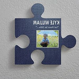 Name & Photo Personalized Puzzle Piece Wall Décor  Textured Design Pertaining To Current Puzzle Wall Art (View 4 of 15)