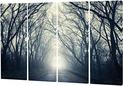 Newest Amazon: Designart Dark Autumn Forest In Fog Modern Photography Inside Autumn Metal Wall Art (View 6 of 15)