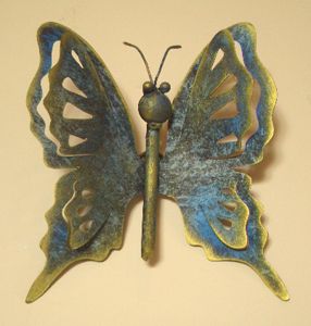 Newest Butterfly Metal Wall Art Regarding Butterfly Forest Green Small Metal Wall Art Hand Madeartisans In Mexico (View 14 of 15)