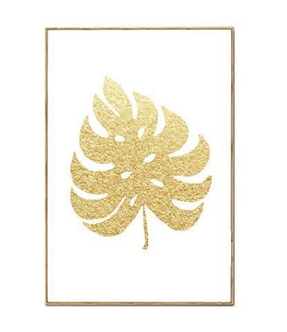 Nordic Simple Gold Leaves Print Picture Decorative Painting Modular Inside Latest Gold Leaves Wall Art (View 12 of 15)
