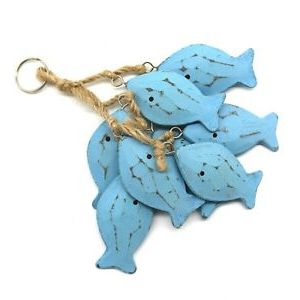Popular 3 Inch Hand Carved Blue Wood Fish Wall Hanging Nautical Decor Crafts 8 Inside Fish Wall Art (View 7 of 15)