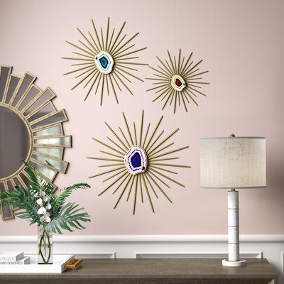 Popular 3 Piece Metal Wall Art Set For Willa Arlo Interiors 3 Piece Contemporary Metal Spiked Wall Décor Set (View 5 of 15)