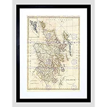 Popular Clement Wall Art In Amazon: 1799 Clement Cruttwell Map Scotland Vintage Black Framed (View 5 of 15)