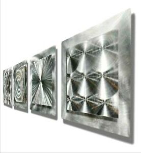 Popular Square Bronze Metal Wall Art Pertaining To Silver Metal Wall Art Abstract Accent Decor 4 Square Wall Sculpture Jon (View 5 of 15)