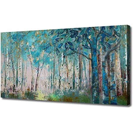 Preferred Blue Morpho Wall Art With Regard To Amazon: Ardemy Canvas Wall Art Blue Tree Forest Landscape Picture (View 11 of 15)