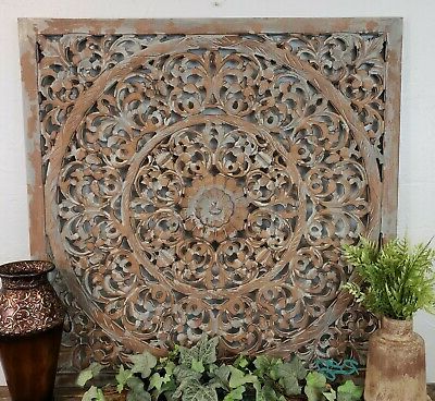 Preferred Rustic Shabby Distressed Carved Wood Scrolling Medallion Wall Art Panel Intended For Antique Square Wall Art (View 14 of 15)