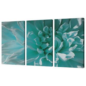 Preferred Set Of Three Teal Blue Canvas Prints Pictures Floral Wall Art Xxl 3103 With Regard To Blue Morpho Wall Art (View 5 of 15)